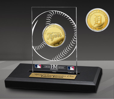 Detroit Tigers 4-Time Champions Acrylic Gold Coin