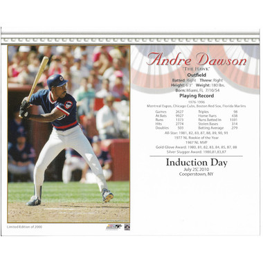 Andre Dawson Chicago Cubs 2010 Hall of Fame Induction 8x10 Photocard