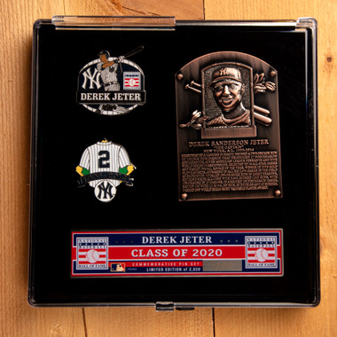 Derek Jeter Hall of Fame Exclusive 3 Piece Pin Set with Plaque Bust Ltd Ed of 2,020