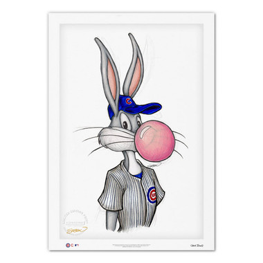 Chicago Cubs Bubblegum Bugs Minimalist Looney Tunes Collection 14 x 20 Fine Art Print by artist S. Preston - Ltd Ed of 100