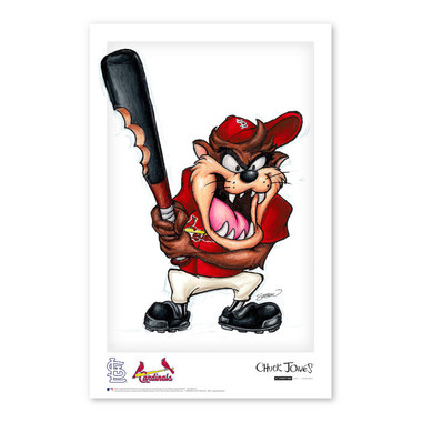 St. Louis Cardinals Taz on Deck Minimalist Looney Tunes Collection 11 x 17 Fine Art Print by artist S. Preston