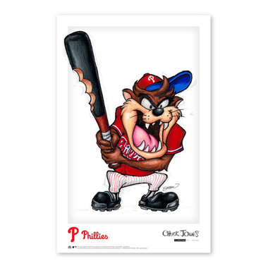 Philadelphia Phillies Taz on Deck Minimalist Looney Tunes Collection 11 x 17 Fine Art Print by artist S. Preston