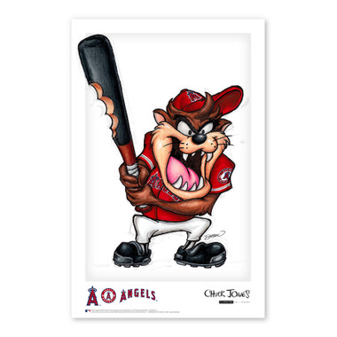 Los Angeles Angels Taz on Deck Minimalist Looney Tunes Collection 11 x 17 Fine Art Print by artist S. Preston