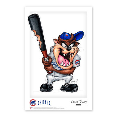 Chicago Cubs Taz on Deck Minimalist Looney Tunes Collection 11 x 17 Fine Art Print by artist S. Preston