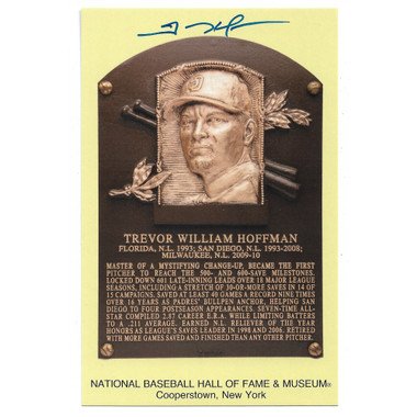 Trevor Hoffman Autographed Hall of Fame Plaque Postcard (Beckett)