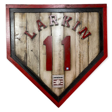 Barry Larkin Hall of Fame Vintage Distressed Wood 20 Inch Heritage Natural Home Plate