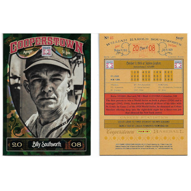 Billy Southworth 2013 Panini Cooperstown Green Crystal # 45