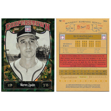 Warren Spahn 2013 Panini Cooperstown Green Crystal # 63