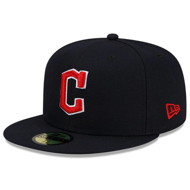 Men's New Era Cleveland Guardians Navy Road On-Field 59FIFTY Fitted Cap