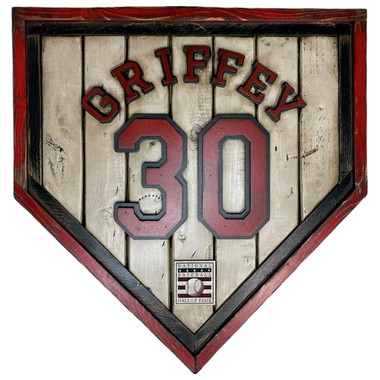 Ken Griffey Jr. Hall of Fame Vintage Distressed Wood 20 Inch Heritage Red Home Plate