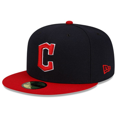 Men's New Era Cleveland Guardians Navy & Red Home On-Field 59FIFTY Fitted Cap