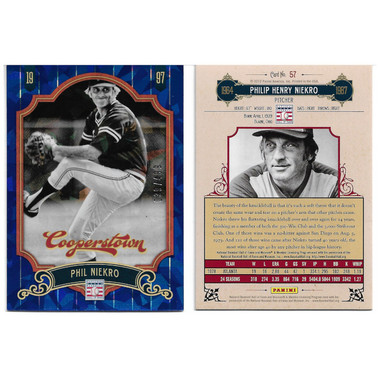 Phil Niekro 2012 Panini Cooperstown Blue Crystal Collection # 57 Baseball Card Ltd Ed of 499