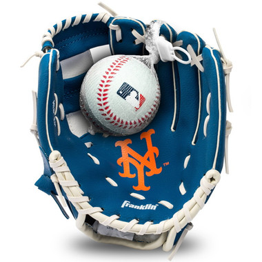 Franklin New York Mets 9.5" Team Logo Youth Glove and Ball Set