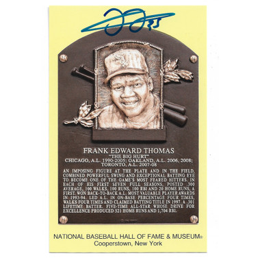 Frank Thomas Autographed Hall of Fame Plaque Postcard (JSA-43)