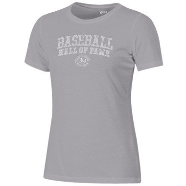 Women’s Baseball Hall of Fame Oxford Heather Arch Seal Crew Neck Tee