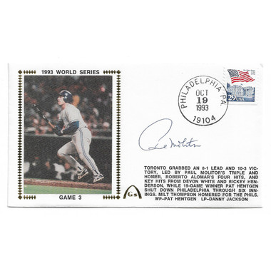 Paul Molitor Autographed First Day Cover - 1993 World Series Game 3 (JSA)