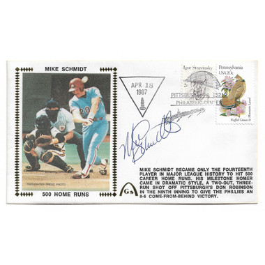 Mike Schmidt Autographed First Day Cover - 1987 500th Home Run (JSA)
