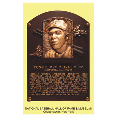 Tony Oliva Baseball Hall of Fame Plaque Postcard