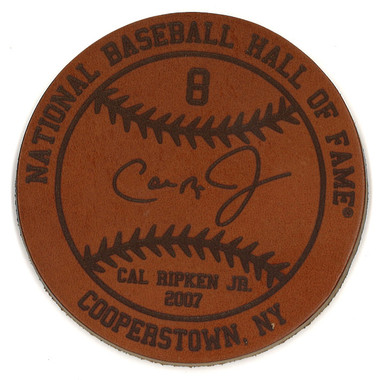 Cal Ripken Jr. Baseball Hall of Fame 2007 Inductee Leather Engraved Coaster