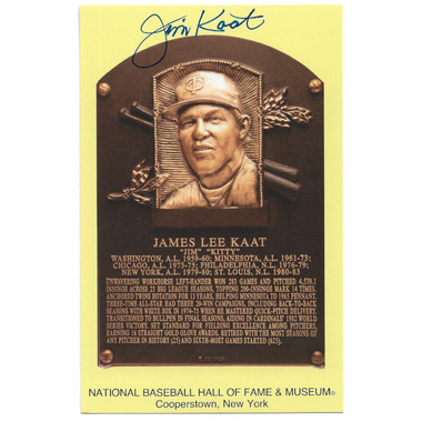 Jim Kaat Autographed Hall of Fame Plaque Postcard (Beckett)