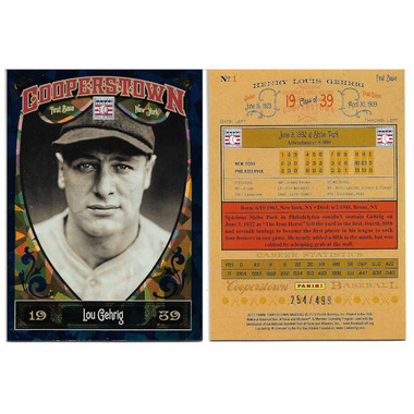Lou Gehrig 2013 Panini Cooperstown Blue Crystal # 1 Ltd Ed of 499