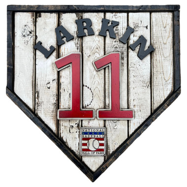 Barry Larkin Hall of Fame Vintage Distressed Wood 18.5 Inch Legacy Home Plate Ltd Ed of 250