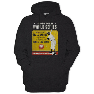 Unisex Teambrown 1948 World Series Birmingham Black Barons vs. Homestead Grays Premium Black Hooded Sweatshirt