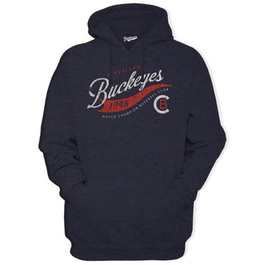 Unisex Teambrown Cleveland Buckeyes 1945 World Series Champion Premium Navy Hooded Sweatshirt