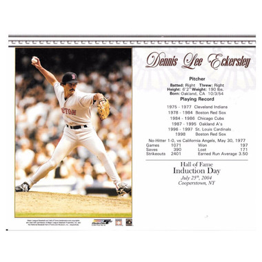 Dennis Eckersley Boston Red Sox 2004 Hall of Fame Induction 8x10 Photocard