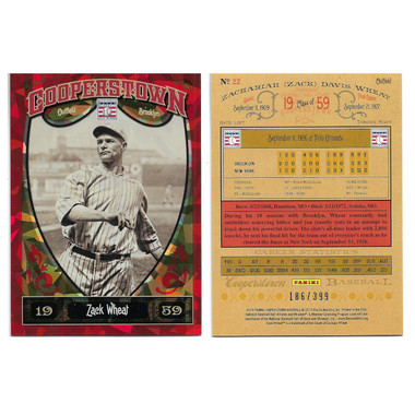 Zach Wheat 2013 Panini Cooperstown Red Crystal Collection # 22 Baseball Card Ltd Ed of 399