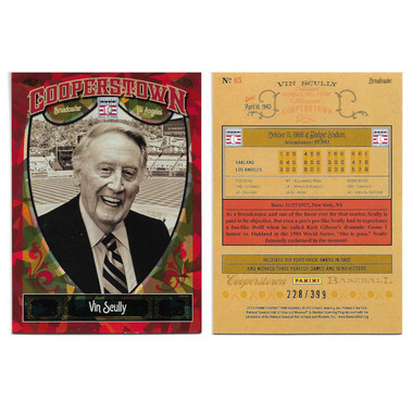 Vin Scully 2013 Panini Cooperstown Red Crystal Collection # 65 Baseball Card Ltd Ed of 399