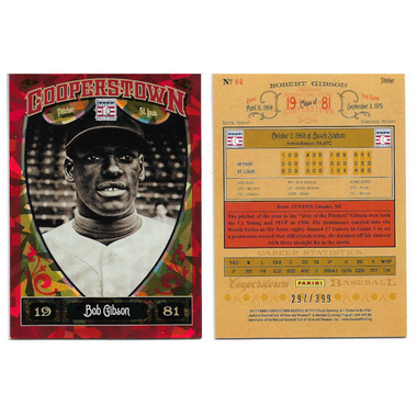 Bob Gibson 2013 Panini Cooperstown Red Crystal Collection # 84 Baseball Card Ltd Ed of 399