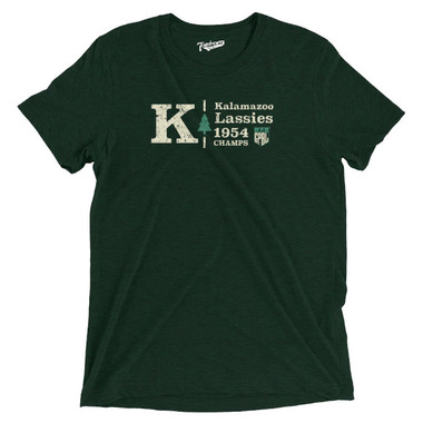 Unisex Teambrown Kalamazoo Lassies 1954 Champions Kelly Green Heather T-Shirt