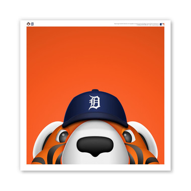 Detroit Tigers Paws Minimalist MLB Mascots Collection 12 x 12 Fine Art Print by artist S. Preston