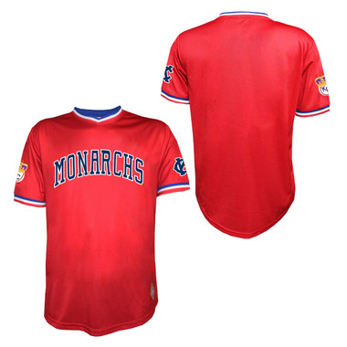 Men’s Kansas City Monarchs Negro League Red Short Sleeve V-Neck Jersey Shirt