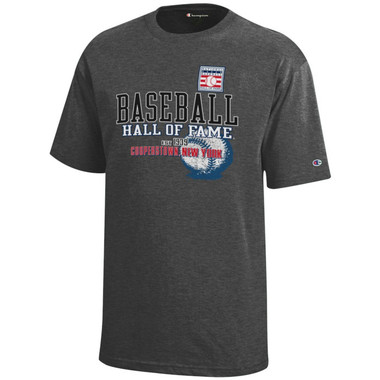 Youth Champion Baseball Hall of Fame Dark Grey Logo T-Shirt
