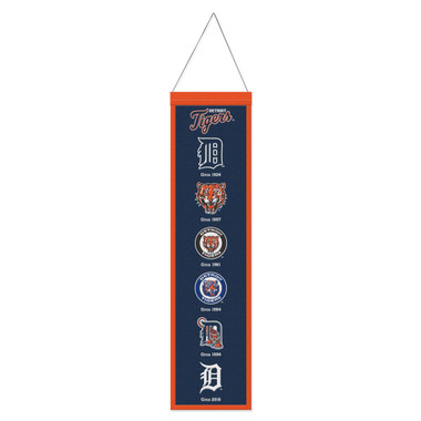 Detroit Tigers 8” x 32” Hanging Team Logo Evolution Banner