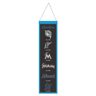 Miami Marlins 8” x 32” Hanging Team Logo Evolution Banner