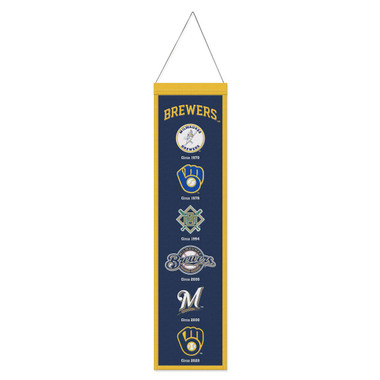 Milwaukee Brewers 8” x 32” Hanging Team Logo Evolution Banner