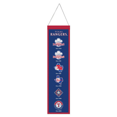 Texas Rangers 8” x 32” Hanging Team Logo Evolution Banner