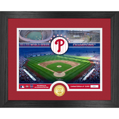 MLB Phillies 2008 World Series Champions Brown Framed Logo Jersey