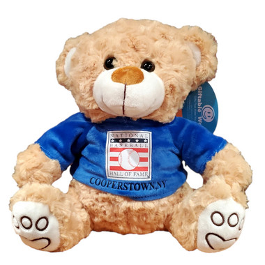 Baseball Hall of Fame 13" Plush Beige Bear with Blue HOF T-Shirt