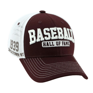 Men’s Zephyr Baseball Hall of Fame 1939 Mesh Marron and White Stretch Fit Cap