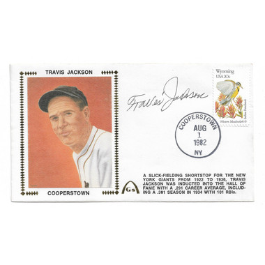 Travis Jackson Autographed First Day Cover - 1982 HOF Induction (JSA)