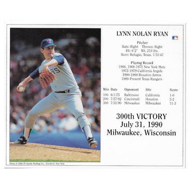 NOLAN RYAN HALL OF FAMER HOUSTON RANGERS CAREER STATS COLOR 8x10 photo