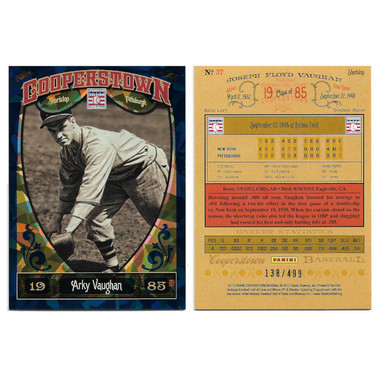 Arky Vaughn 2013 Panini Cooperstown Blue Crystal # 37 Ltd Ed of 499