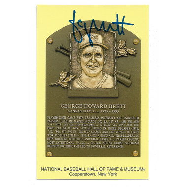 George Brett Autographed Hall of Fame Plaque Postcard (JSA-75)