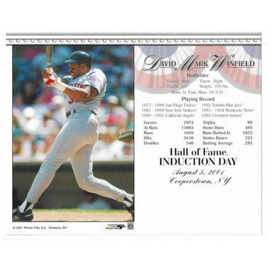 Dave Winfield Minnesota Twins 2001 Hall of Fame Induction 8x10 Photocard