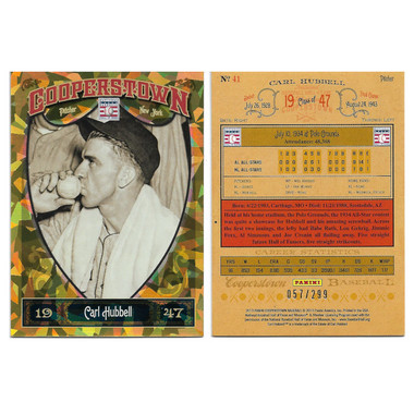 Carl Hubbell 2013 Panini Cooperstown Crystal # 41 Ltd Ed of 299