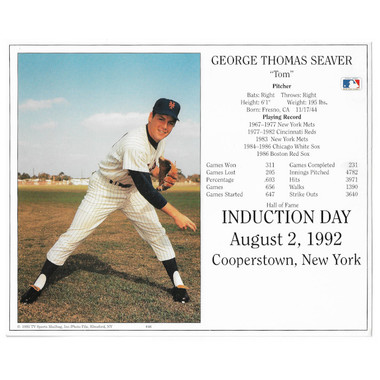 Tom Seaver New York Mets 1992 Hall of Fame Induction 8x10 Photocard  (pitching) with Induction Day Stamp Cancellation